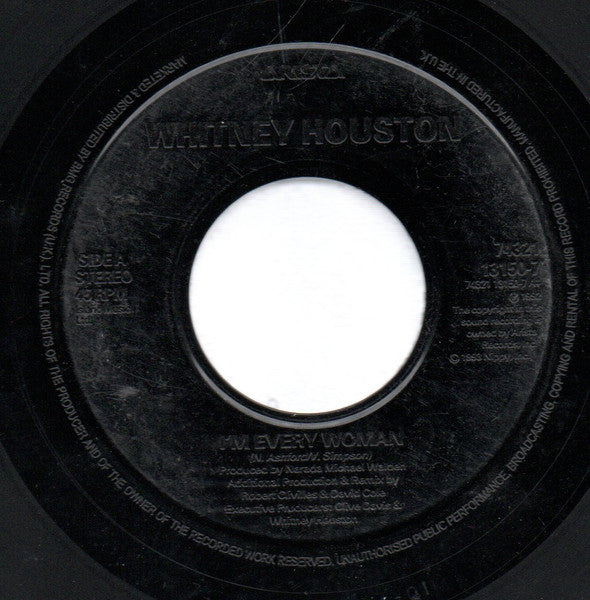 Whitney Houston : I'm Every Woman (7", Single, Jukebox)