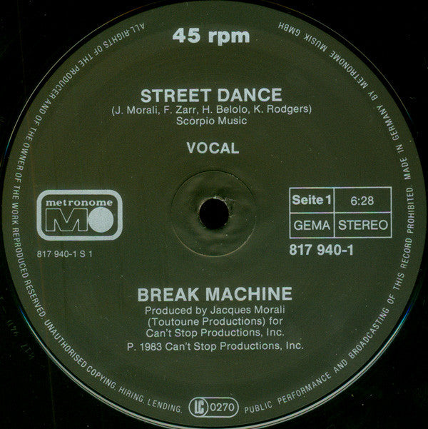 Break Machine : Street Dance (12", Maxi)