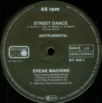 Break Machine : Street Dance (12", Maxi)