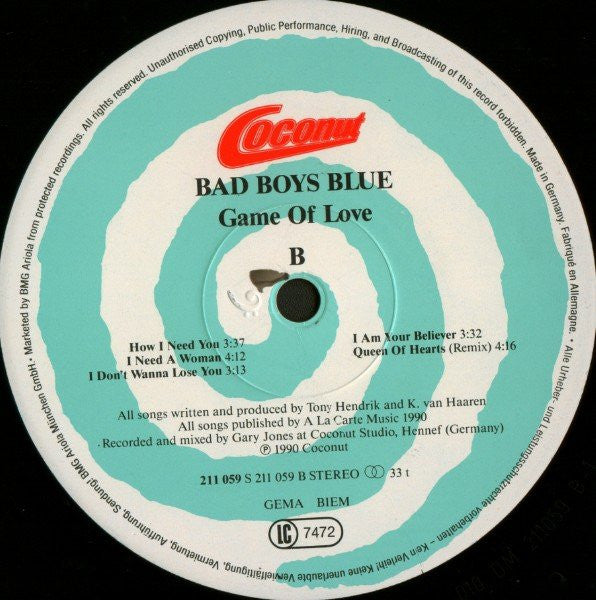 Bad Boys Blue : Game Of Love (LP, Album)