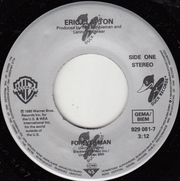 Eric Clapton : Forever Man (7", Single)