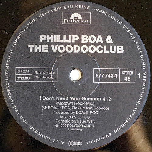 Phillip Boa And The Voodooclub* : I Don't Need Your Summer (12"-Motown-Rock-Version) (12", Maxi, Ltd)