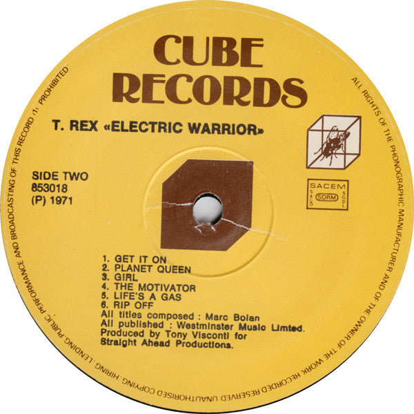 T. Rex : Electric Warrior (LP, Album, RE)