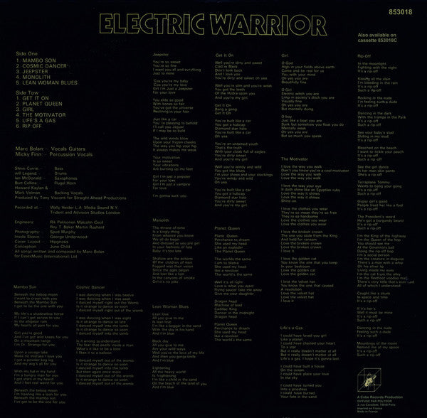 T. Rex : Electric Warrior (LP, Album, RE)