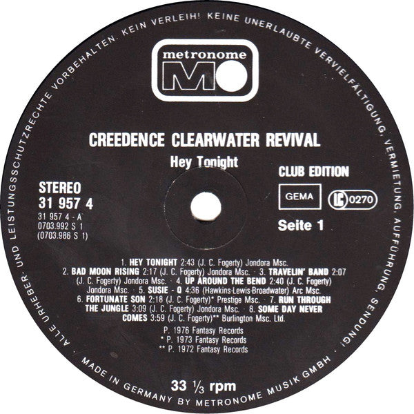 Creedence Clearwater Revival : Hey Tonight (LP, Comp, Club)
