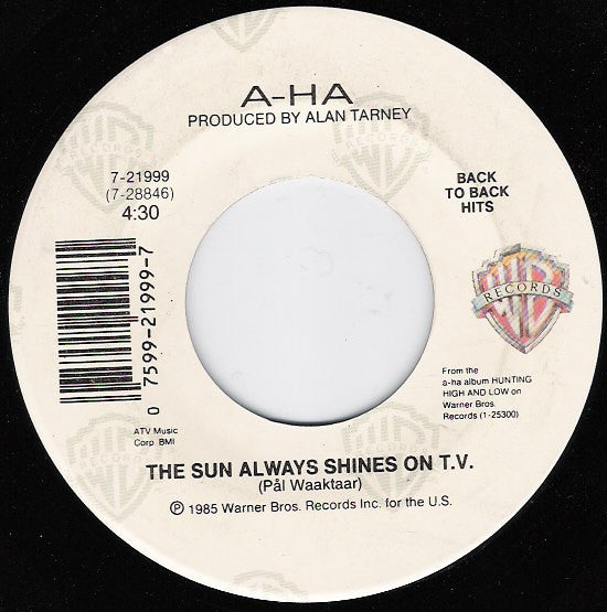 a-ha : Take On Me / The Sun Always Shines On T.V. (7", Single)
