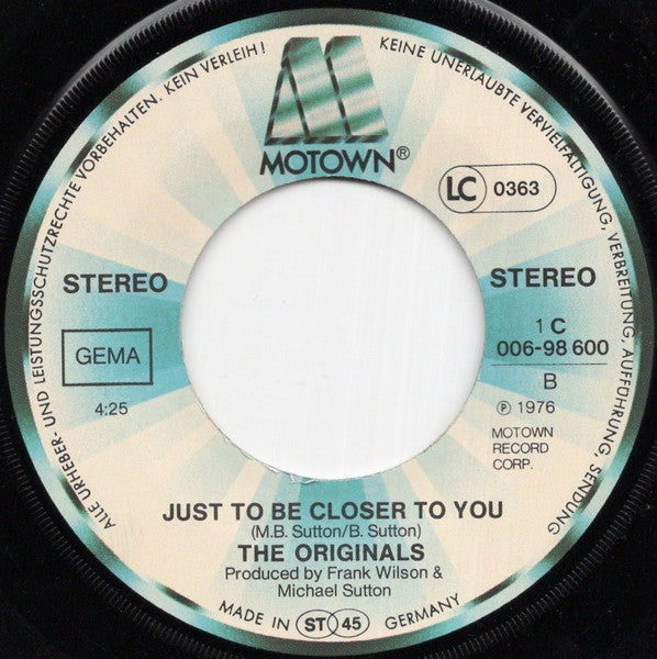 The Originals : Down To Love Town (7", Single)