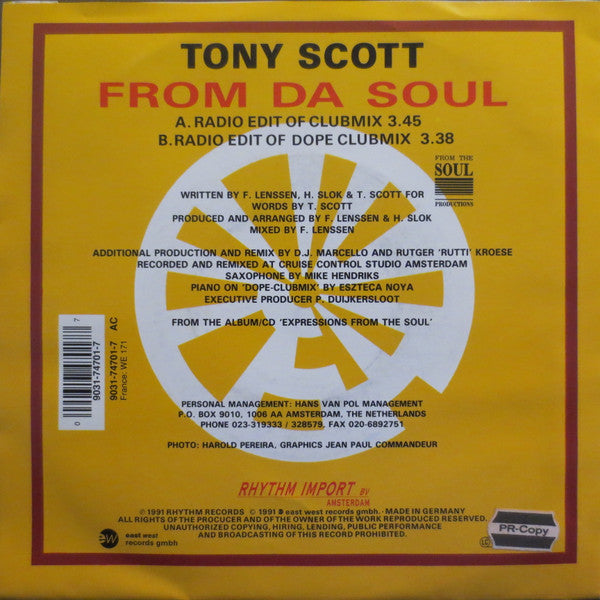 Tony Scott : From Da Soul (7", Single)
