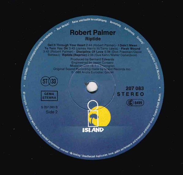 Robert Palmer : Riptide (LP, Album)