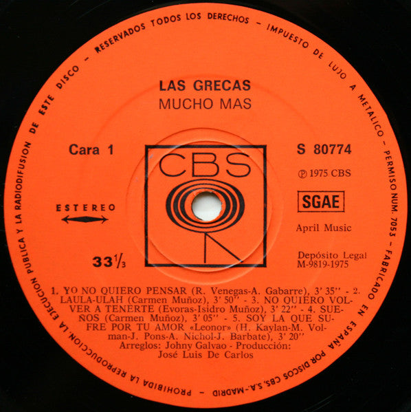 Las Grecas : Mucho Más (LP, Album)