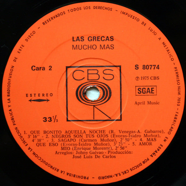 Las Grecas : Mucho Más (LP, Album)