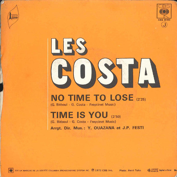 Les Costa : No Time To Lose (7", Single)