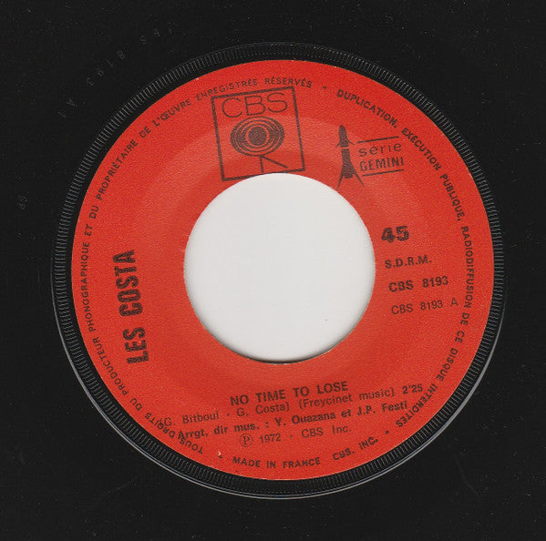 Les Costa : No Time To Lose (7", Single)