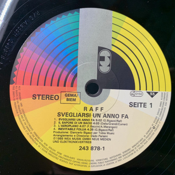 Raff* : Svegliarsi Un Anno Fa (LP, Album)
