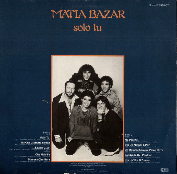 Matia Bazar : Solo Tu (LP, Comp)