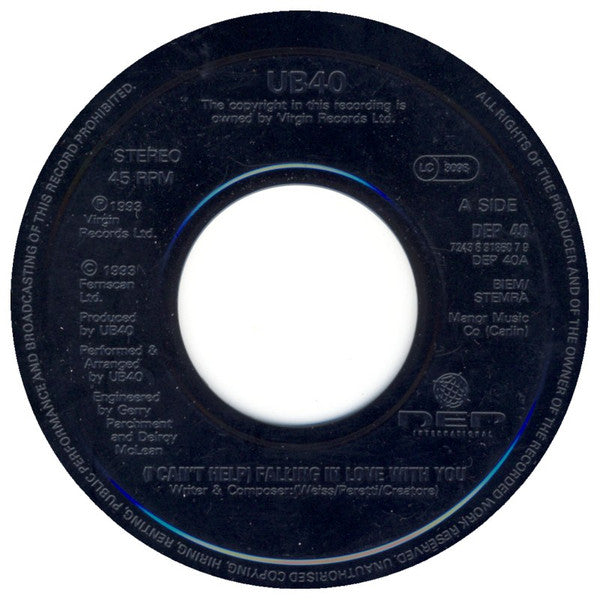 UB40 : (I Can't Help) Falling In Love With You (7", Single, Jukebox)