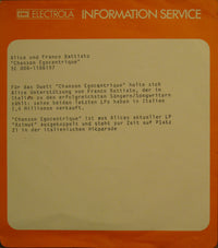 Alice (4) + Franco Battiato : Chanson Egocentrique (7", Single)