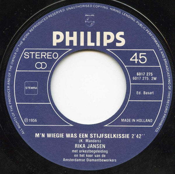 Rika Jansen : Amsterdam Huilt / M'n Wiegie Was Een Stijfselkissie (7", Single)