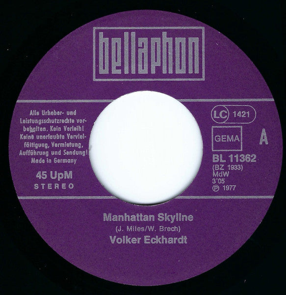 Volker Eckhardt : Manhattan Skyline (7", Single)
