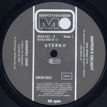 Sugarhill Gang : Rapper's Delight (12", Single, Spe)