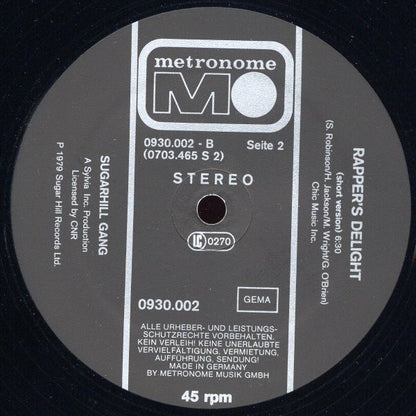 Sugarhill Gang : Rapper's Delight (12", Single, Spe)