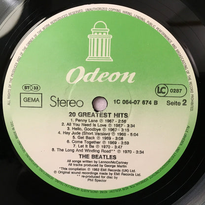 The Beatles : 20 Greatest Hits (LP, Comp)