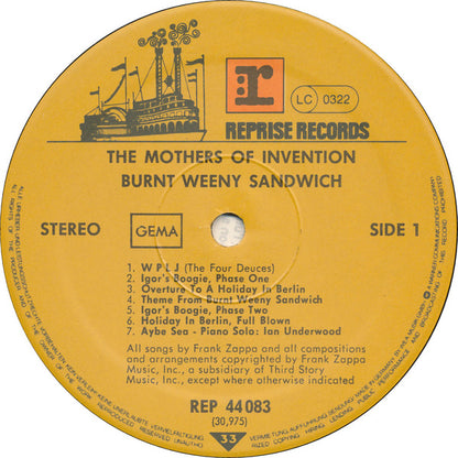 The Mothers : Burnt Weeny Sandwich (LP, Album, RE)