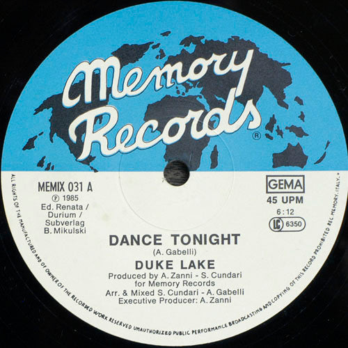 Duke Lake : Dance Tonight (12")