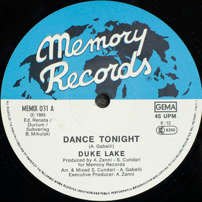 Duke Lake : Dance Tonight (12")