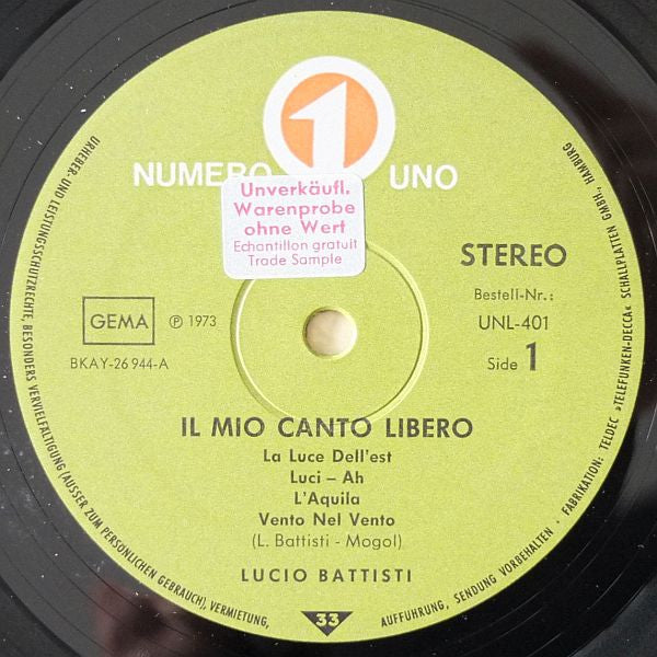 Lucio Battisti : Il Mio Canto Libero (LP, Album)