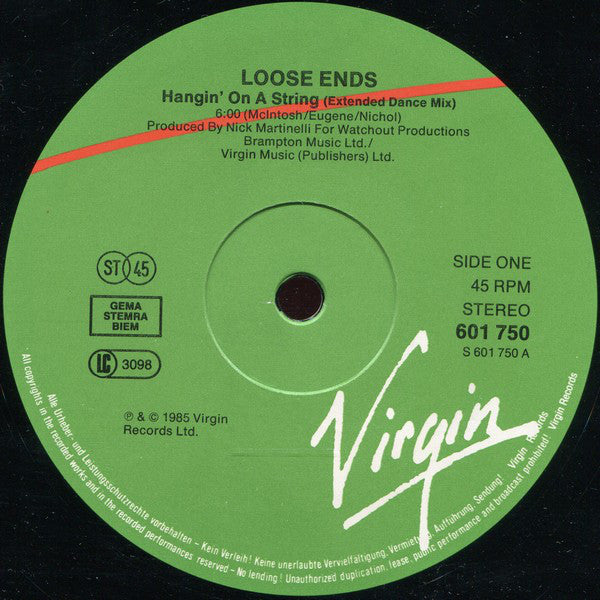 Loose Ends : Hangin' On A String (Contemplating) (Extended Dance Mix) (12", Single)