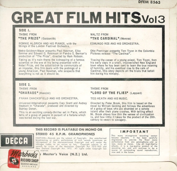Various : Great Film Hits Vol. 3 (7", EP, Mono)