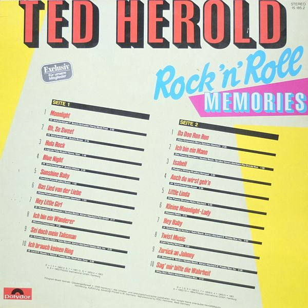 Ted Herold : Rock'N'Roll Memories (LP, Comp, Club)