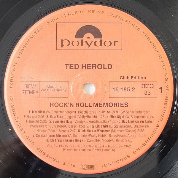 Ted Herold : Rock'N'Roll Memories (LP, Comp, Club)