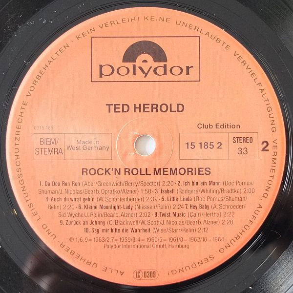 Ted Herold : Rock'N'Roll Memories (LP, Comp, Club)