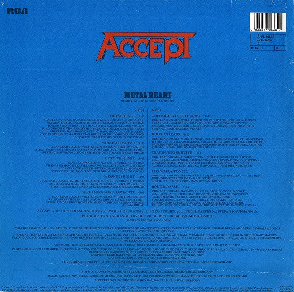 Accept : Metal Heart (LP, Album)