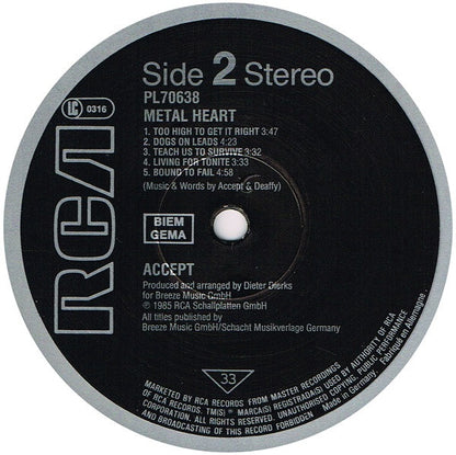 Accept : Metal Heart (LP, Album)