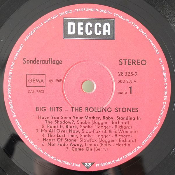 The Rolling Stones : Big Hits (LP, Comp, Club, RE)