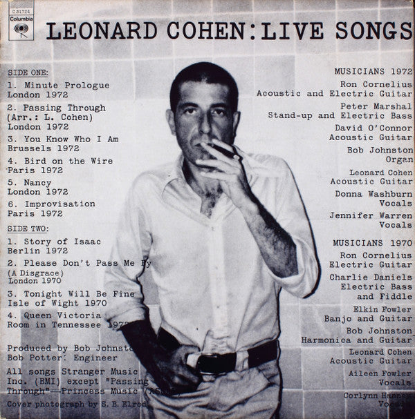 Leonard Cohen : Live Songs (LP, Album)