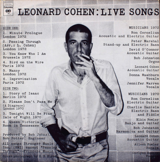 Leonard Cohen : Live Songs (LP, Album)