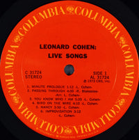 Leonard Cohen : Live Songs (LP, Album)