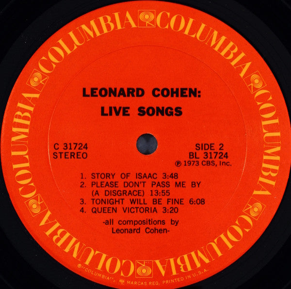 Leonard Cohen : Live Songs (LP, Album)