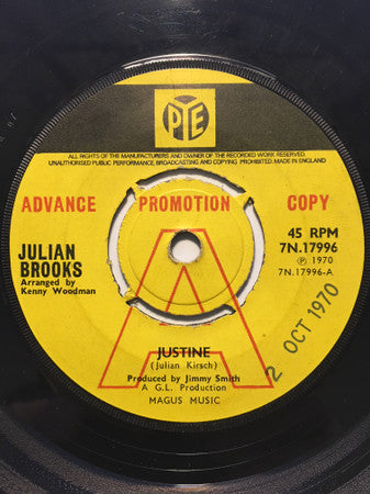 Julian Brooks (3) : Justine (7", Single, Promo)