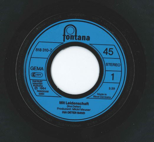 Ina Deter Band : Mit Leidenschaft (7", Single)