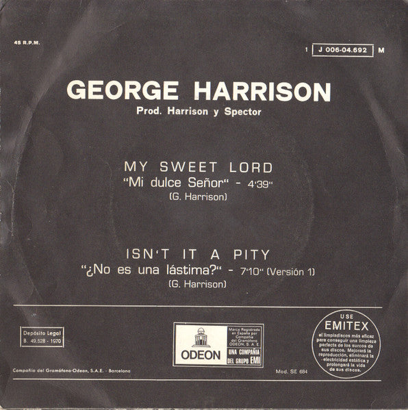 George Harrison : My Sweet Lord (7", Single, Mono)