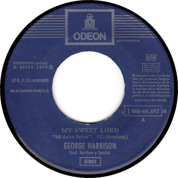 George Harrison : My Sweet Lord (7", Single, Mono)