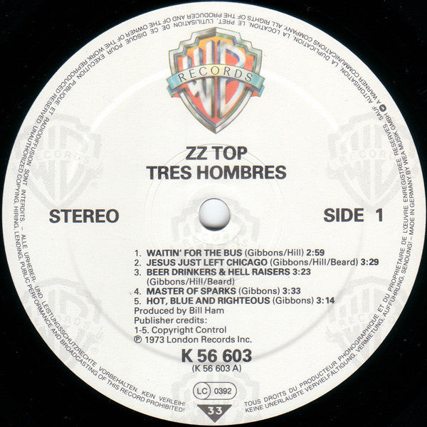 ZZ Top : Tres Hombres (LP, Album, RE, Tel)