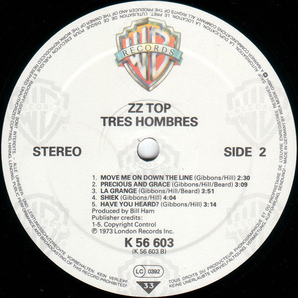 ZZ Top : Tres Hombres (LP, Album, RE, Tel)