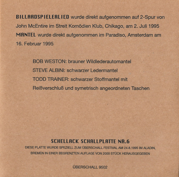 Schellack* : Billardspielerlied (7", Ltd)