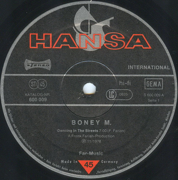 Boney M. : Dancing In The Streets / Mary's Boy Child / Oh My Lord (12", Single, Ltd)